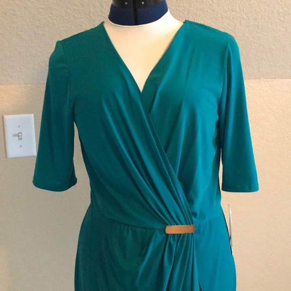 NWT, Sandra Darren, Wrap Styled Jade Dress! - Picture 7 of 8